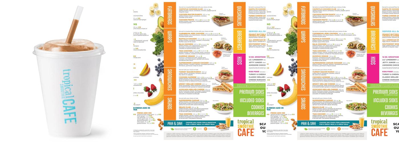 Tropical Smoothie Cafe Menu