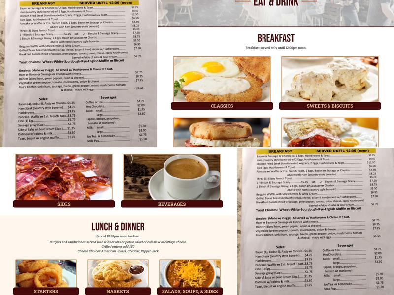 Pine Cafe Menu