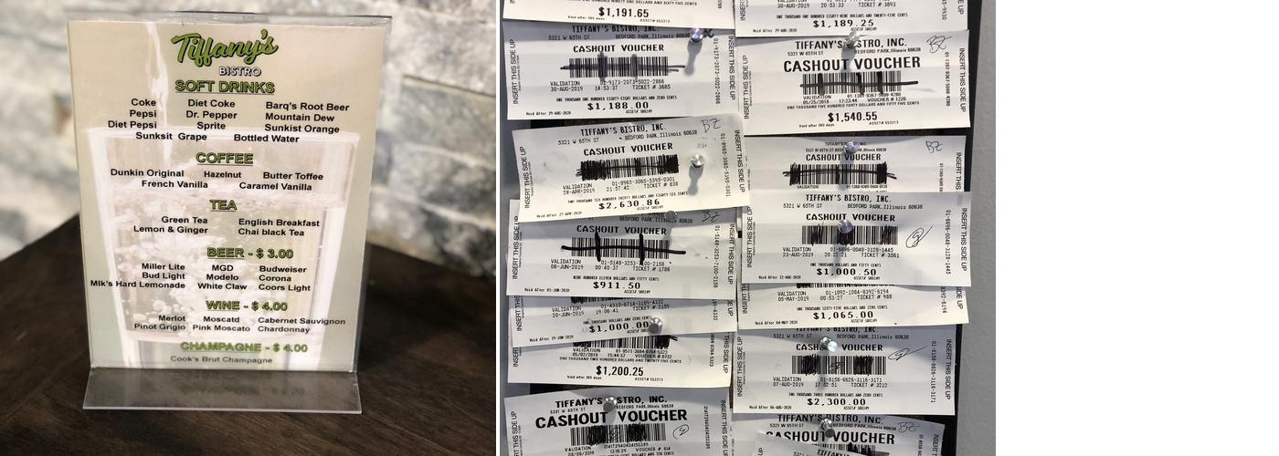 Tiffany's BIstro Menu