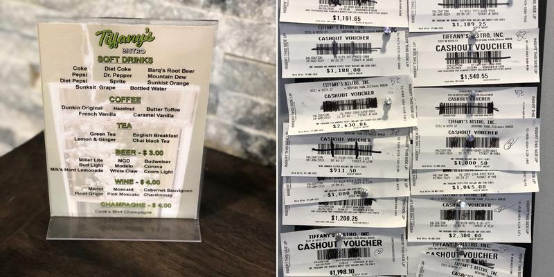 Tiffany's BIstro Menu