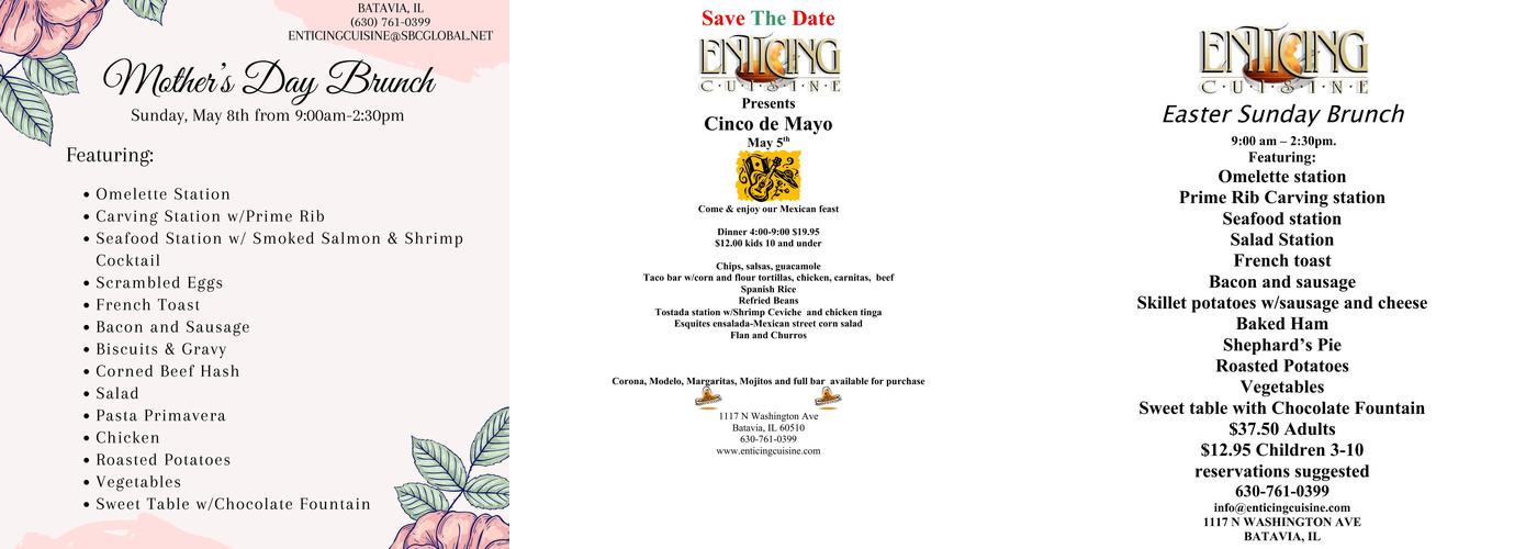 Enticing Cuisine Banquets & Catering Menu