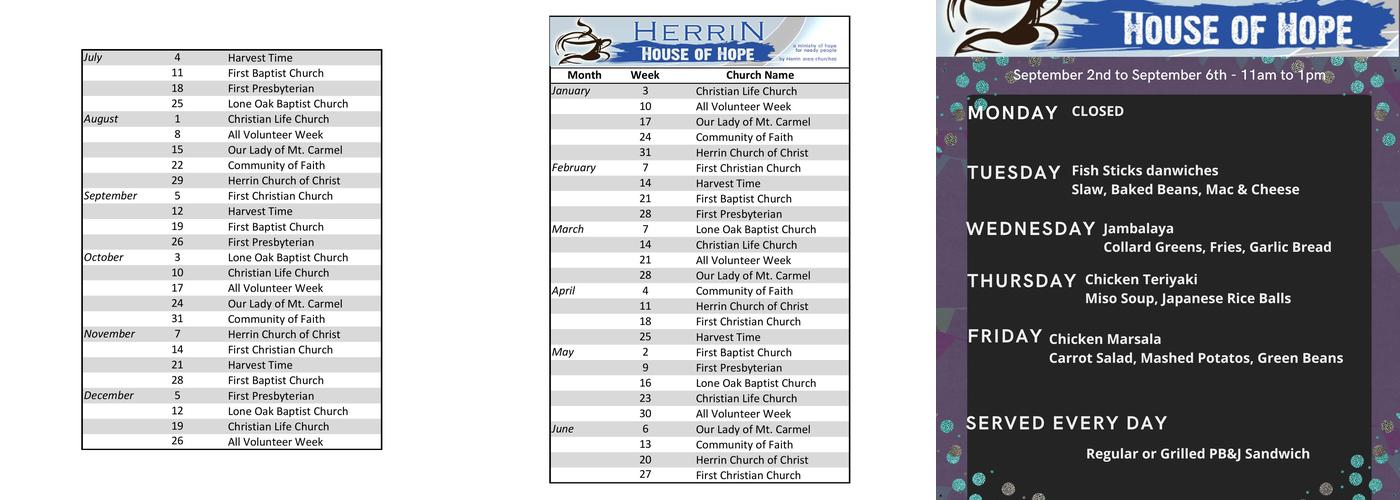 Herrin House of Hope Menu
