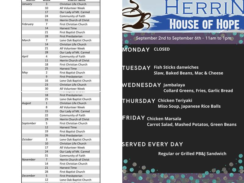 Herrin House of Hope Menu