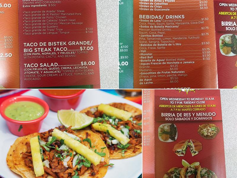 Tacos El Tio Menu