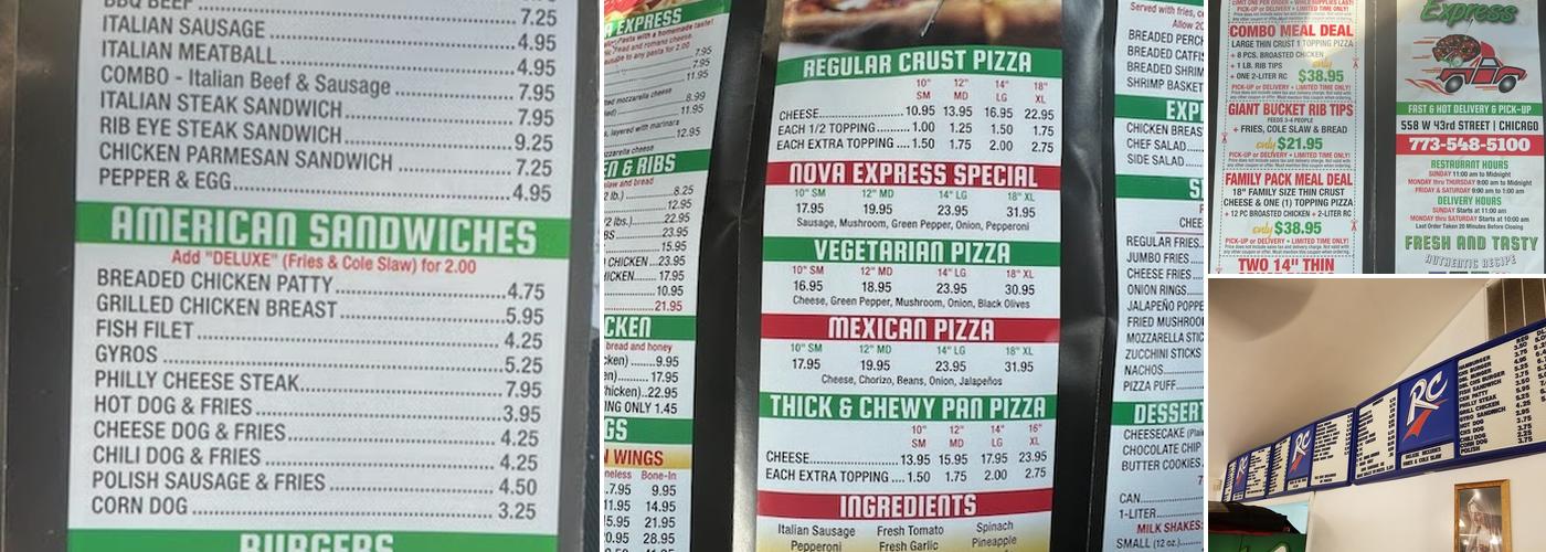 Pizza Nova Express Menu