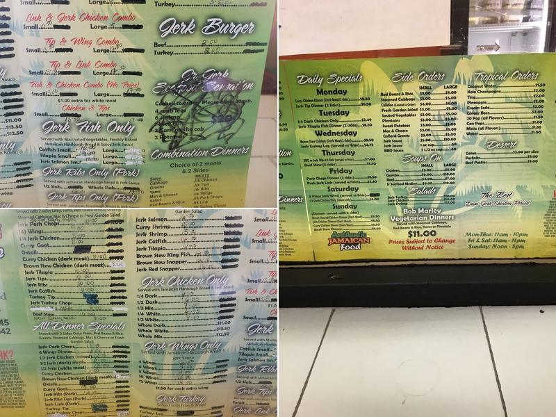 Jamaican Tropical Cuisine Menu