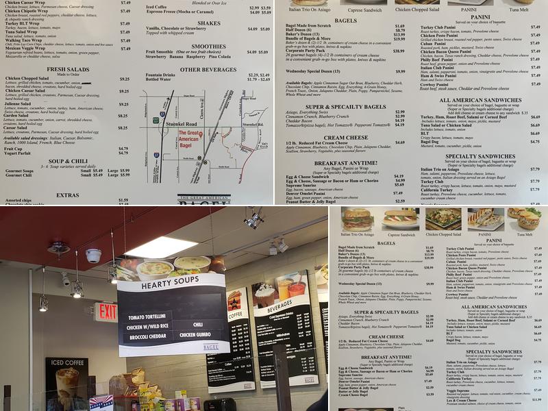 The Great American Bagel Menu