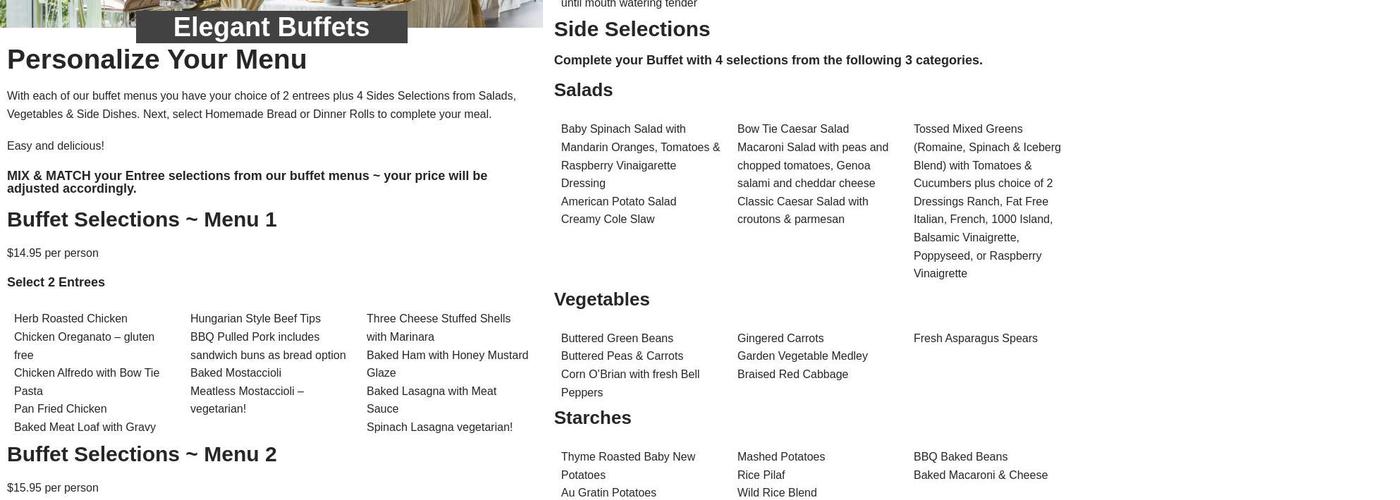 Upper Crust Catering Menu