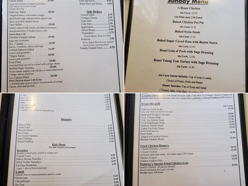 Parkway Restaurant Menu