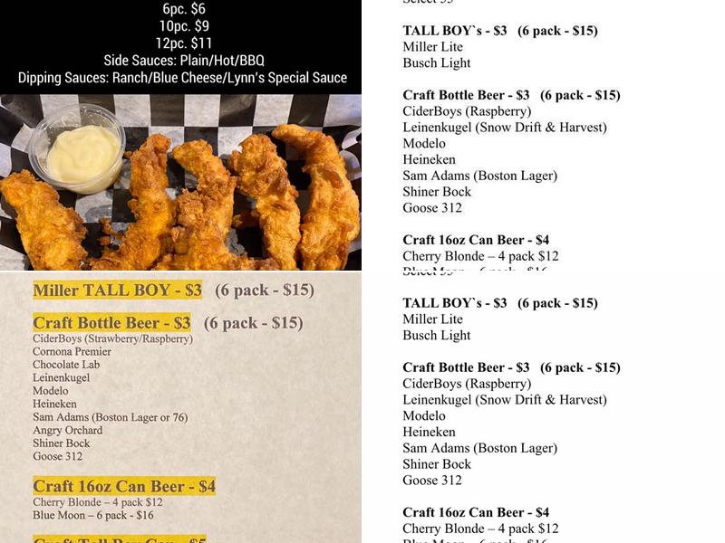 Brick Block Pub Menu