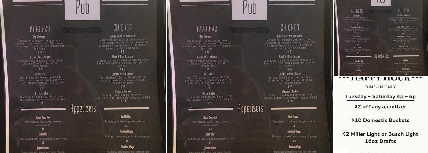 Hanover's Pub Menu