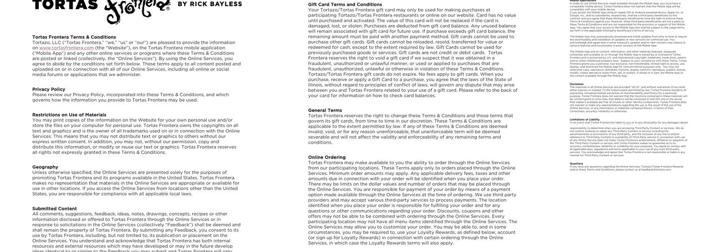 Tortas Frontera Menu