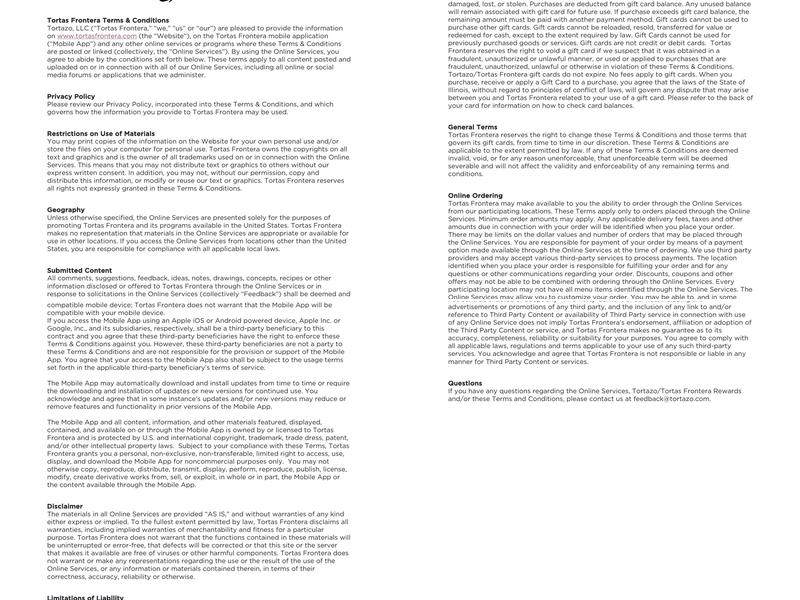 Tortas Frontera Menu