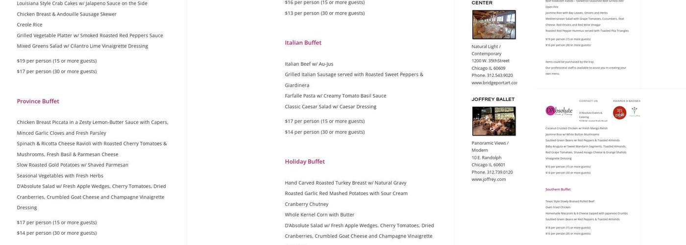 D'Absolute Events & Catering Menu