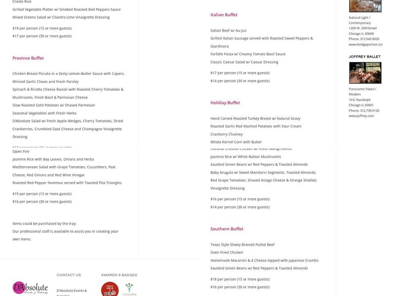 D'Absolute Events & Catering Menu