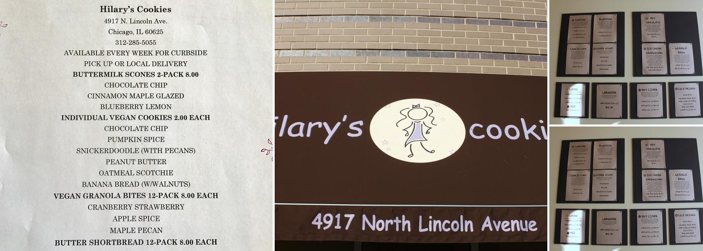 Hilary's Cookies Menu