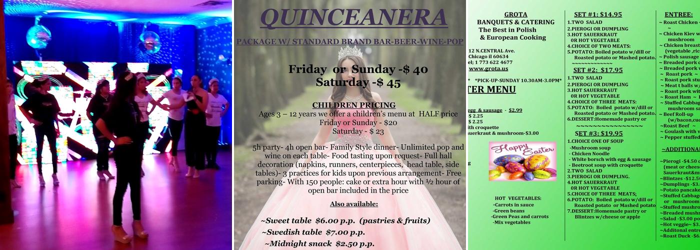 Grota Banquets & Catering Menu