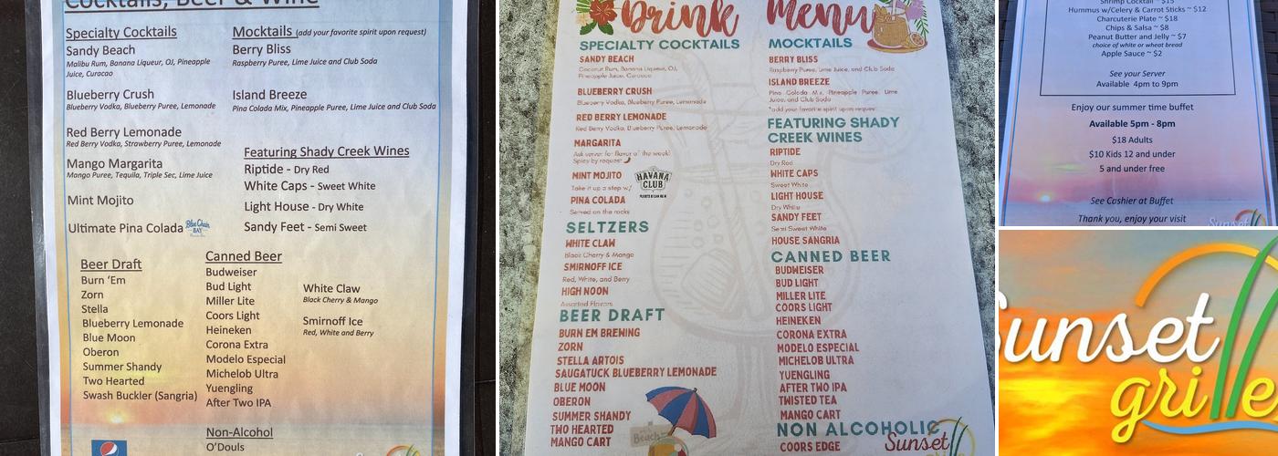 Sunset Grille Rooftop Cantina & Beach Concession Menu