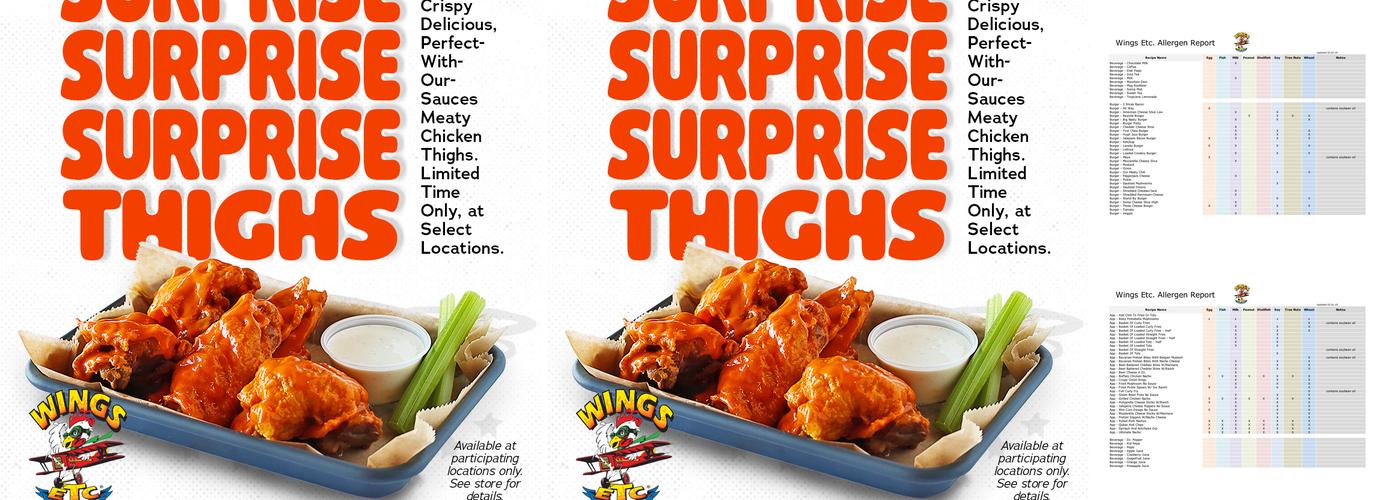 Wings Etc. Menu