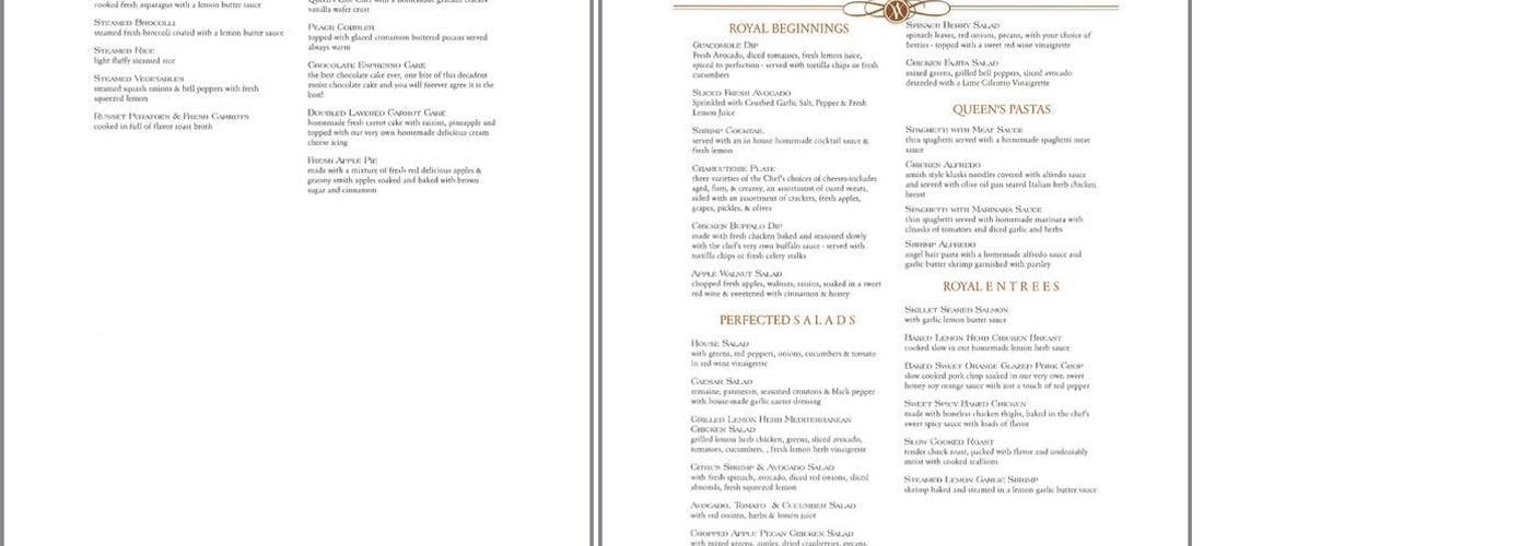 Queen's Catering Menu
