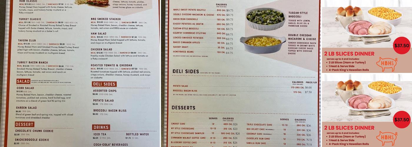 The Honey Baked Ham Company Menu