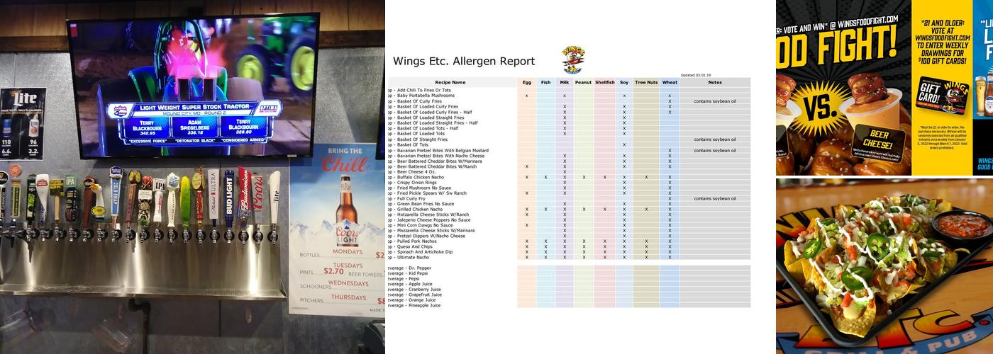 Wings Etc. Menu