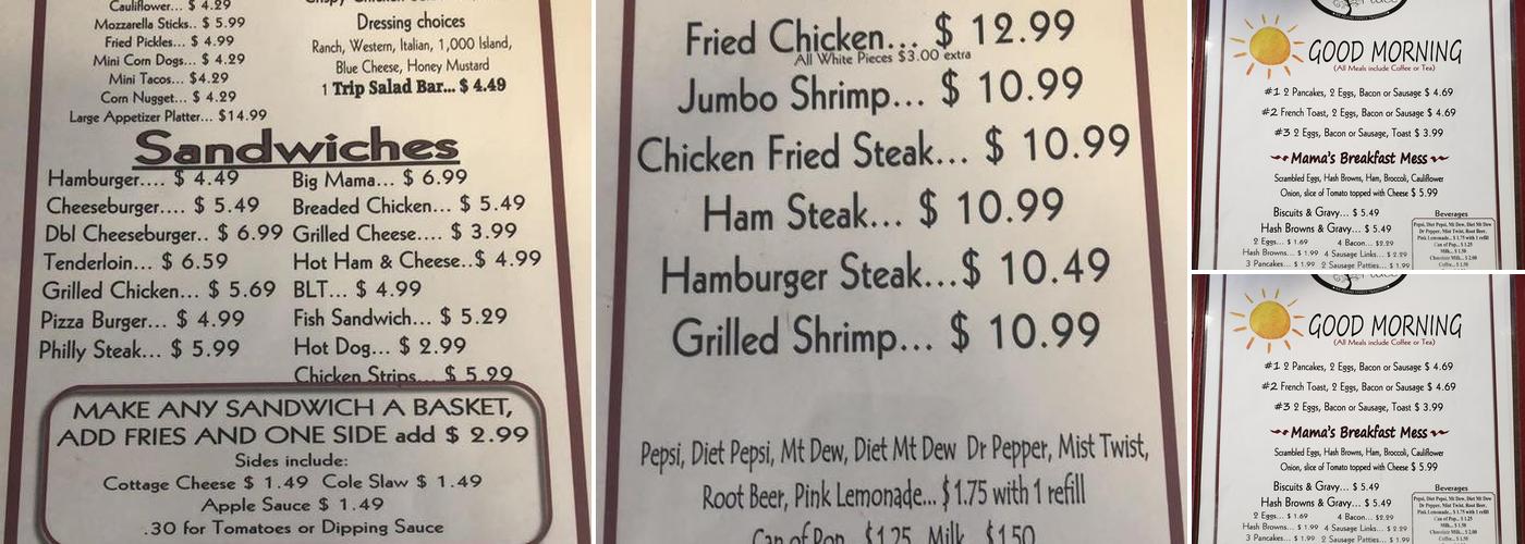 Mamas Place Menu