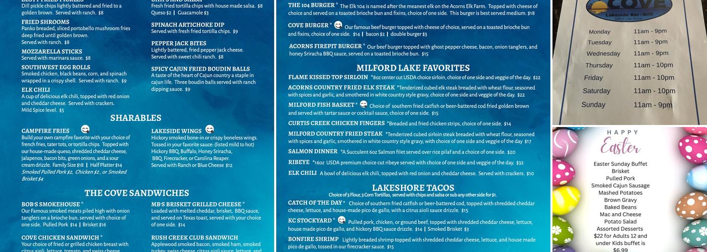 The Cove Menu