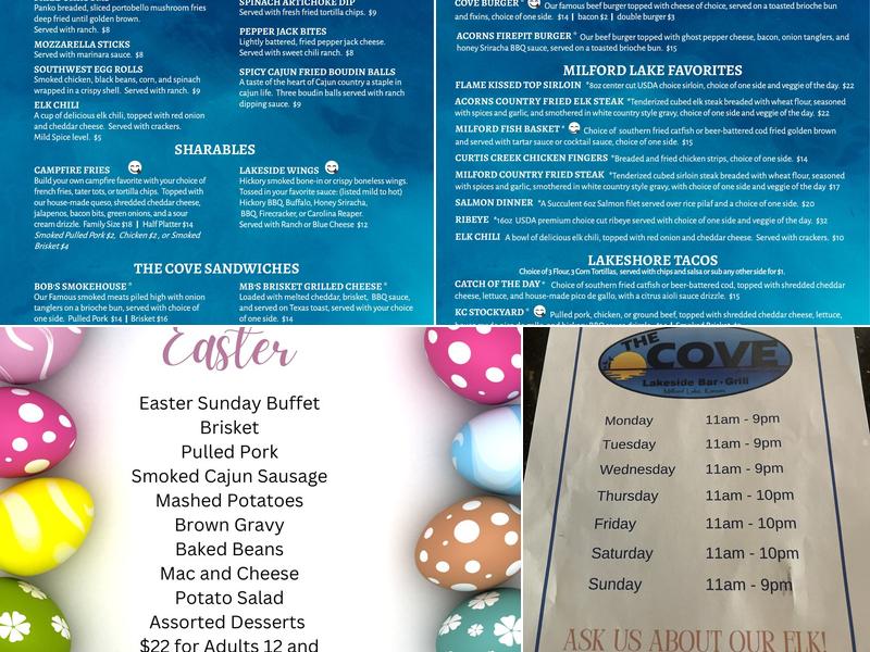 The Cove Menu