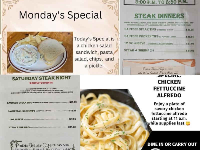 Prairie House Cafe Menu