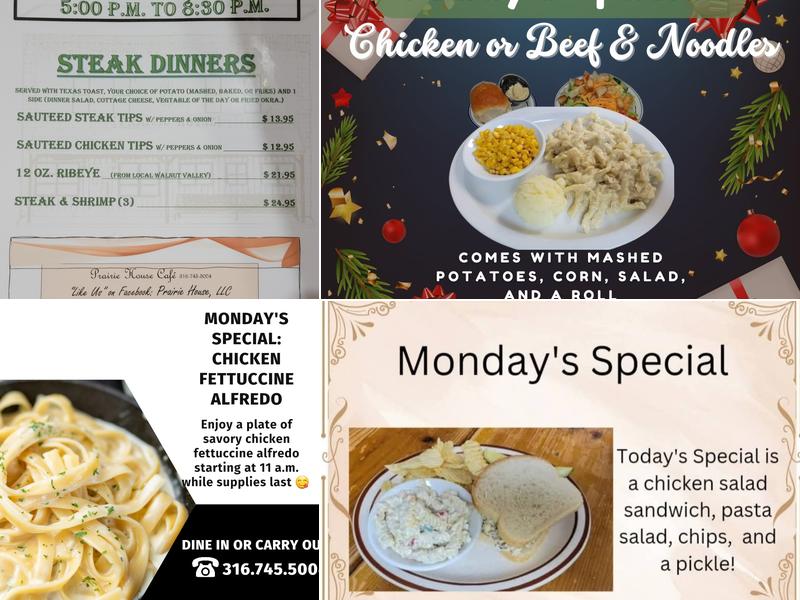Prairie House Cafe Menu