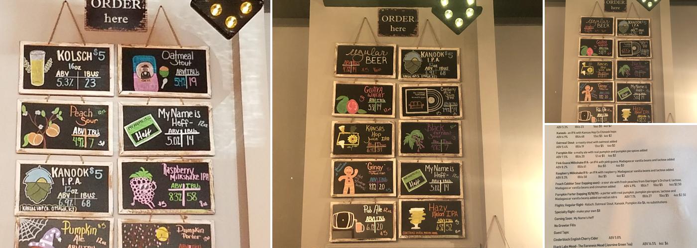 Not Lost Brewing Menu