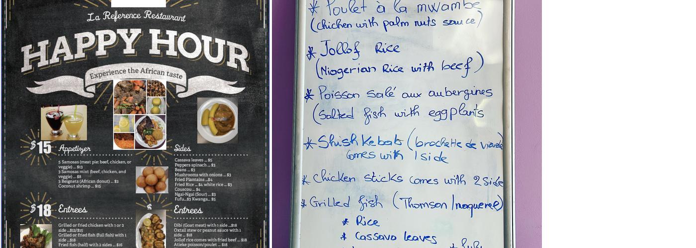 La Reference Restaurant Menu