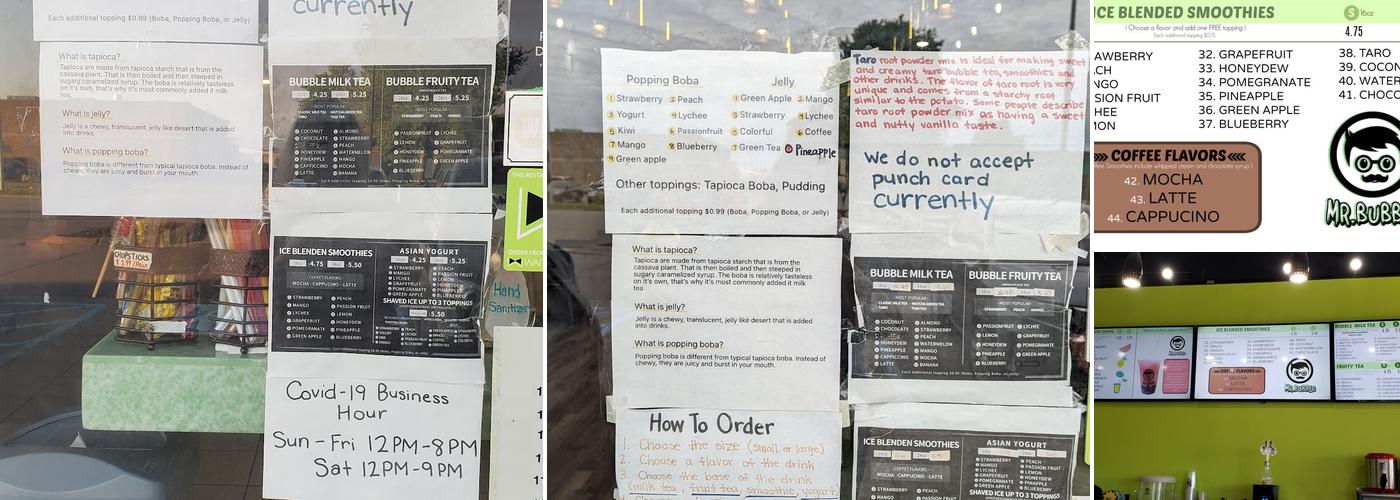 Mr. Bubble Tea Menu