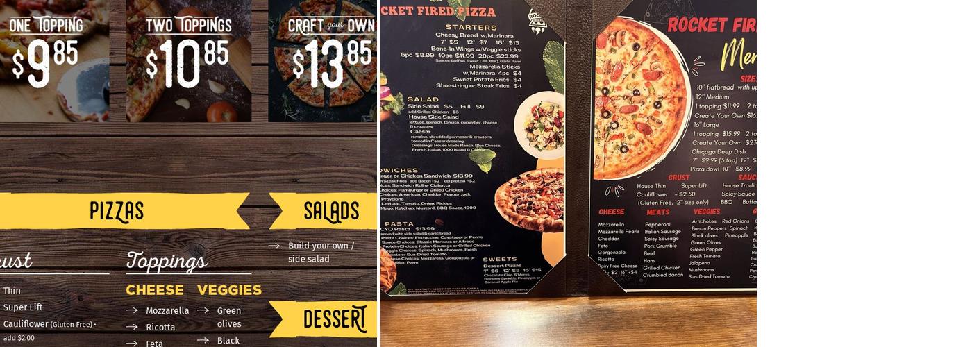 Rocket Fired Pizza Menu