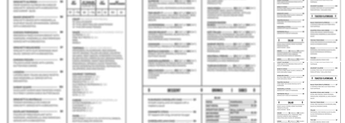 Wildfire Pizza LLC Menu