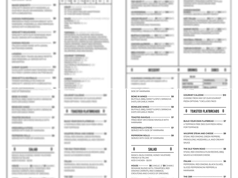 Wildfire Pizza LLC Menu