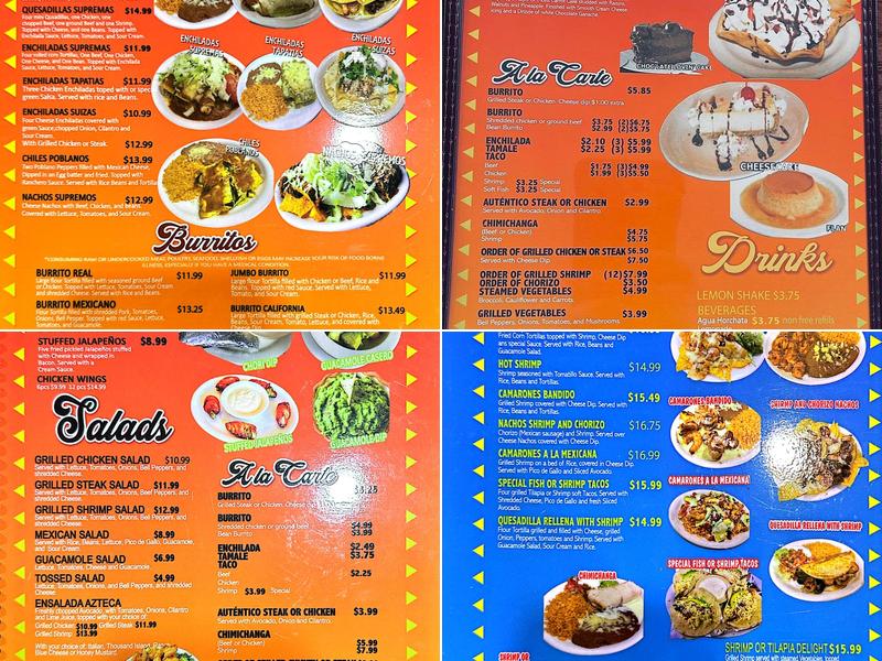Conquistadors Menu