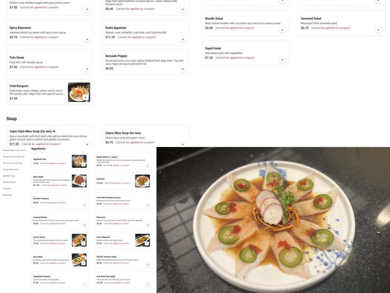 ASAHI Sushi Bar and Asian Grill Menu