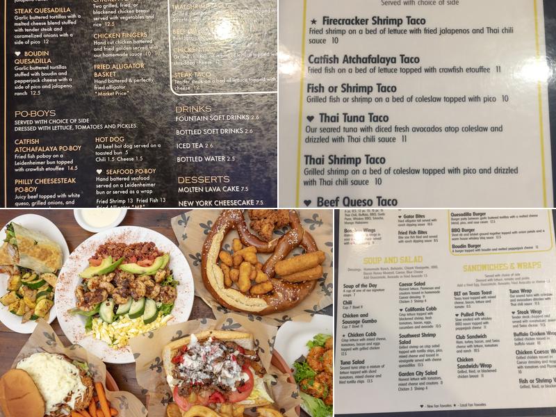 The Acadiana Bar and Grill Menu