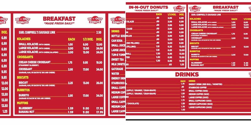 IN-N-OUT Donuts #3 Menu