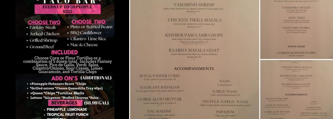 Saffron Caterers Menu