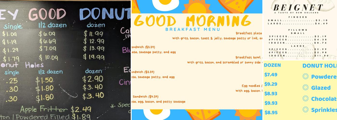 Holey Good Donuts Menu