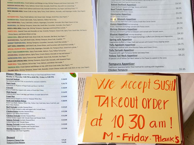 Sushi Cafe Japanese Food Menu