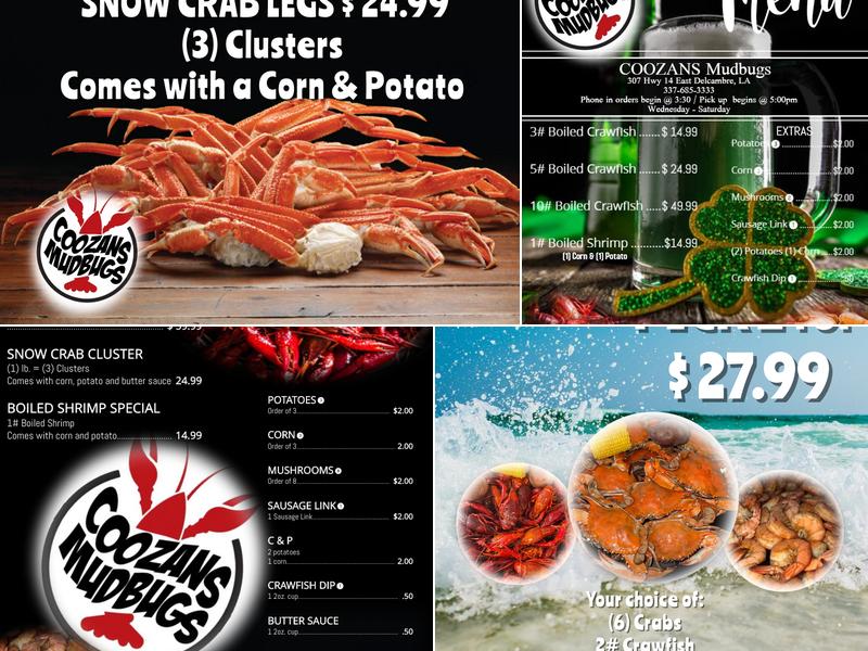 Coozans Mudbugs Menu