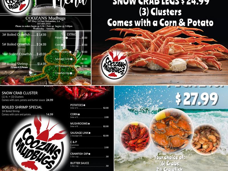 Coozans Mudbugs Menu