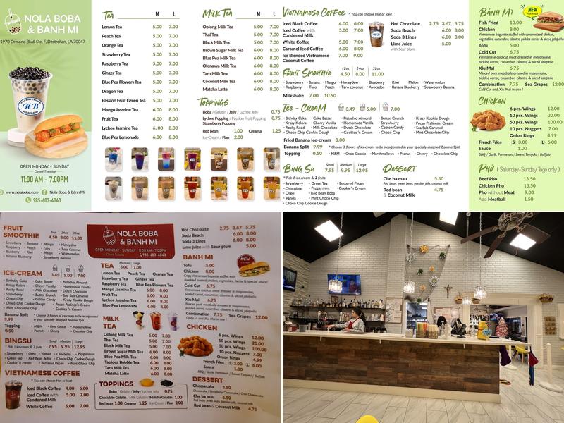 Nola Boba & Banh Mi Menu