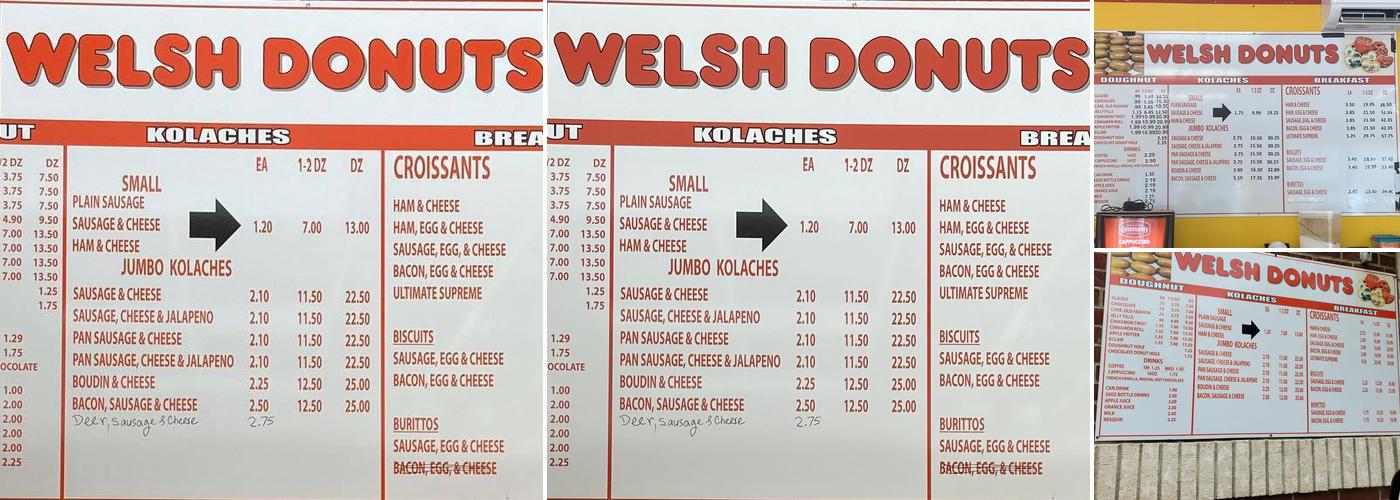 Welsh Donuts Menu