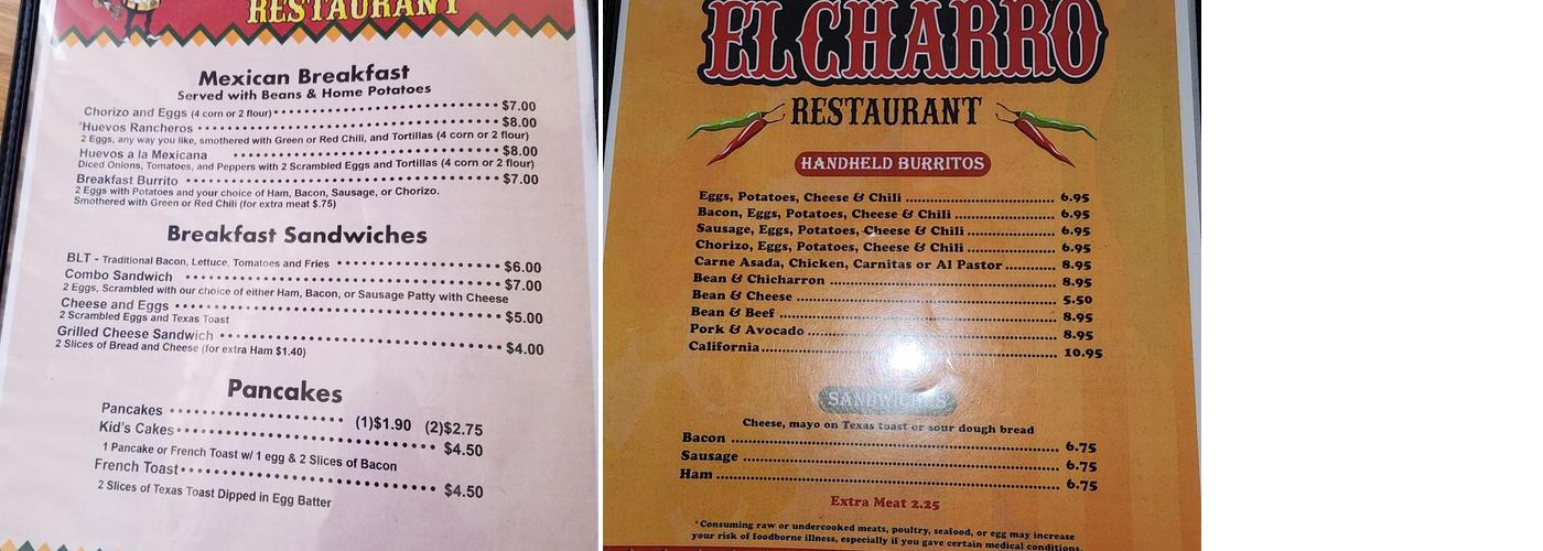 El Rodeo Meat Market Menu