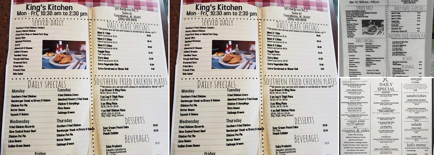 King's Kitchen Menu